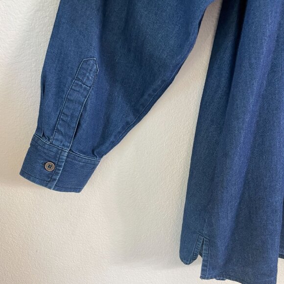 Martha Stewart Womens Plus 2X Denim Chambray Button Up Shirt Shoulder Epaulets - Picture 9 of 10